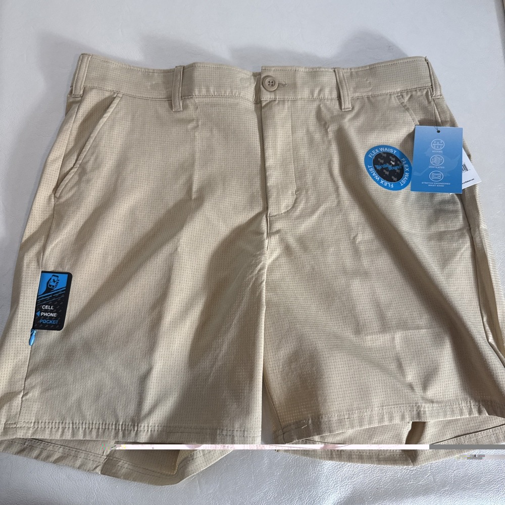 Birdie Bound Shorts Mens 36 Beige 7" Inseam Performance Golf Flex Waist